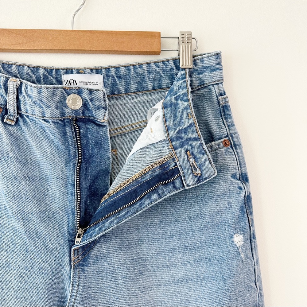 Zara Blue High waisted Wide Leg Jeans Size 8 - Picture 11 of 12